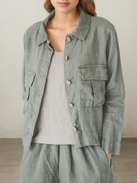 

Linen Cotton And Linen Jacket, Green, Outerwear