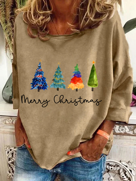 

Christmas Tree Casual Sweatshirt, Khaki, Hoodies&Sweatshirts