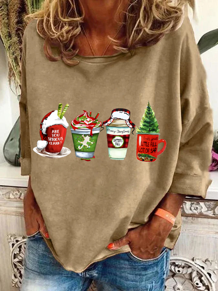 

Christmas Latte Christmas Coffee Casual Sweatshirt, Khaki, Hoodies&Sweatshirts