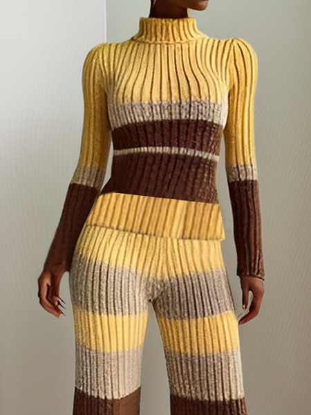 

Medium Elasticity Casual Regular Sleeve Mock Neck Long Sleeve Color Block Sweater, As picture, Pullovers