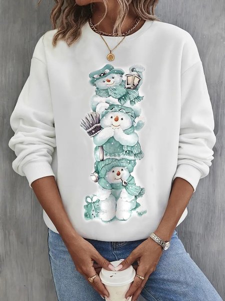 

Women's Crew Neck Christmas Casual Spring/Fall Long Sleeve Sweatshirt, Green, Sweatshirts & Hoodies