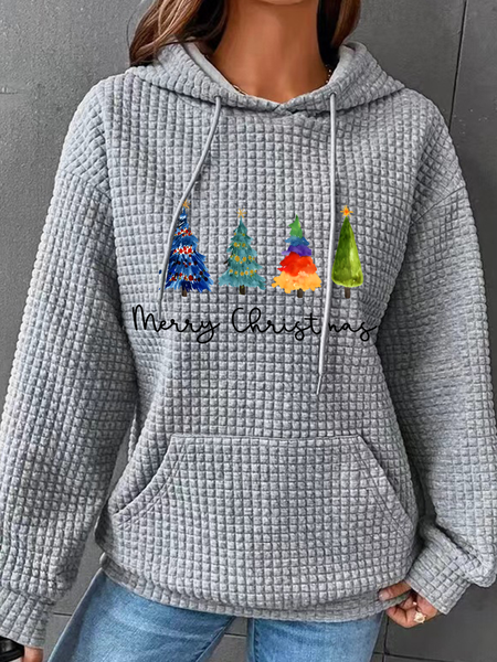 

Christmas Tree Simple Loose Hoodie, Gray, Hoodies&Sweatshirts