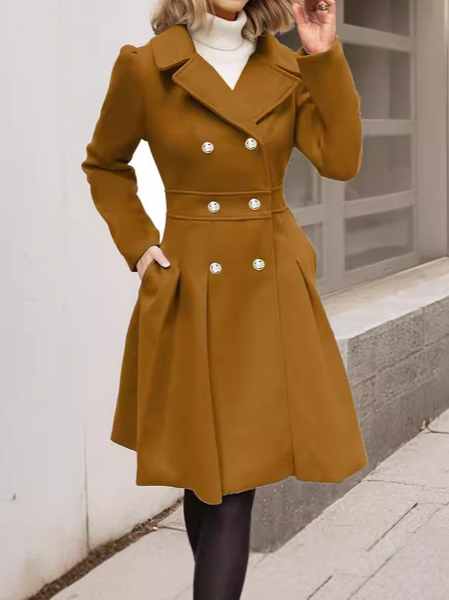 

Plain Lapel Collar Casual Loose Coat, Camel, Outerwear