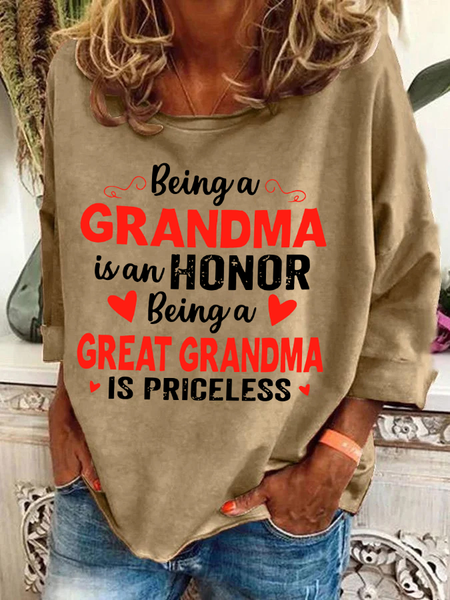 

Being A Grandma Is An Honor Being A Great Grandma Is Priceless Casual Sweatshirt, Khaki, Hoodies&Sweatshirts
