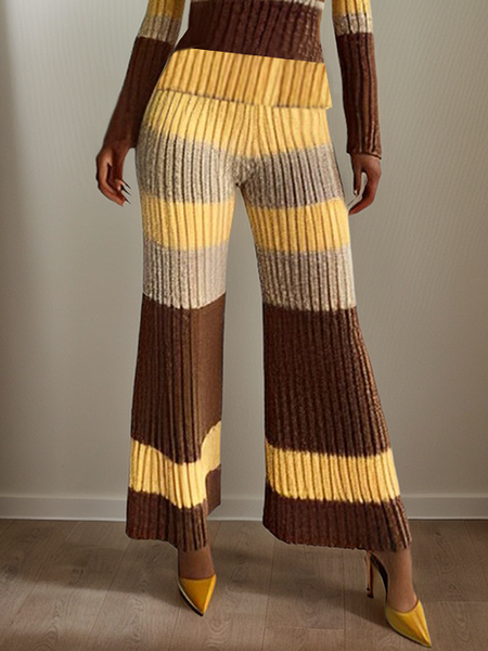 

Medium Elasticity Regular Fit Casual Color Block Sweater Pants, As picture, Pants