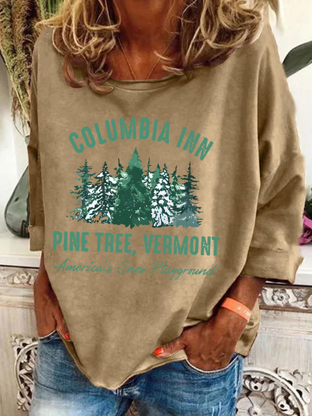 

White Christmas Movie Columbia Inn Pine Tree Vermont Casual Sweatshirt, Khaki, Hoodies&Sweatshirts