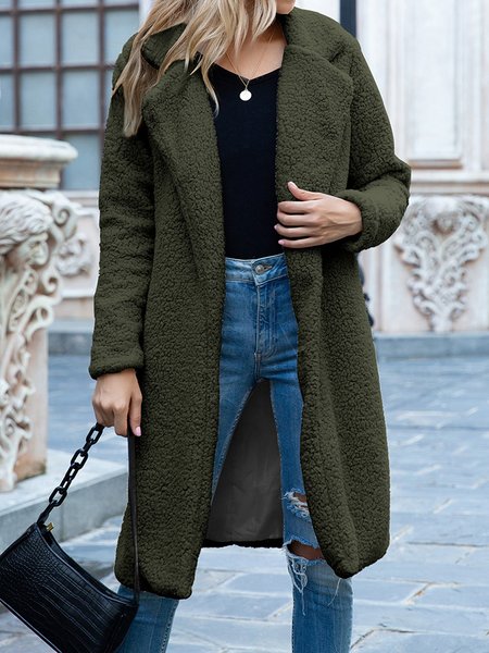 

Women's Spring/Fall Outerwear Casual Buckle Plain Long Sleeve Shawl Collar Jacket, Army green, Coats