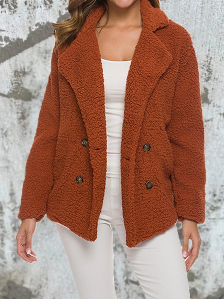 

Women's Spring/Fall Outerwear Casual Buckle Plain Long Sleeve Shawl Collar Jacket, Caramel, Coats