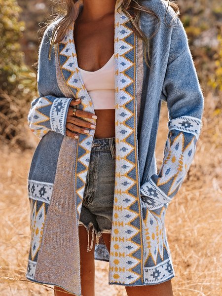 

Loose Casual Yarn/Wool Yarn Sweater, Blue, Sweaters & Cardigans