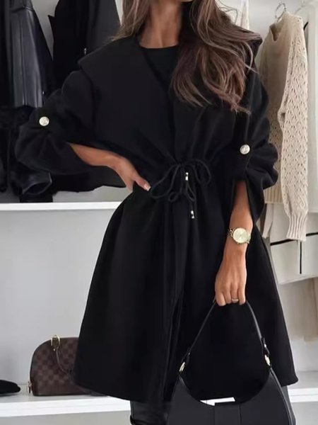

Women's Plain Regular Loose Jacket, Black, Coats