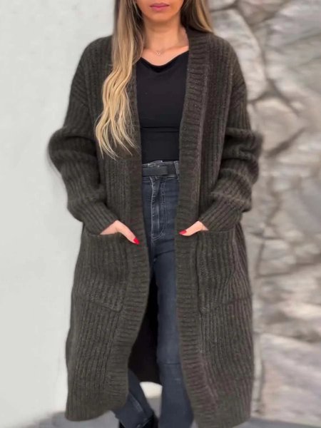 

Casual Others Wool/Knitting Plain Cardigan, Black, Sweaters & Cardigans