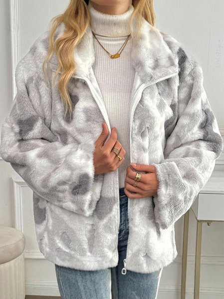 

Women's Spring/Fall Outerwear Casual Ombre Long Sleeve Shawl Collar Jacket, White, Coats