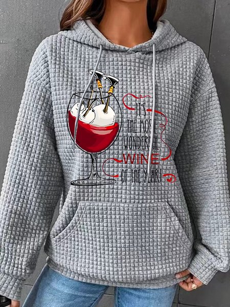 

Christmas It’s The Most Wonderful Wine Of The Year Simple Loose Hoodie, Gray, Hoodies&Sweatshirts