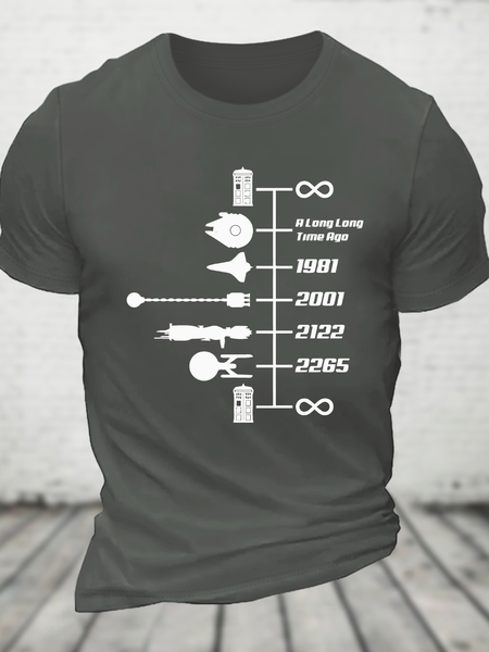 

Sci-Fi Timeline Graphic Cotton T-Shirt, Deep gray, T-shirts