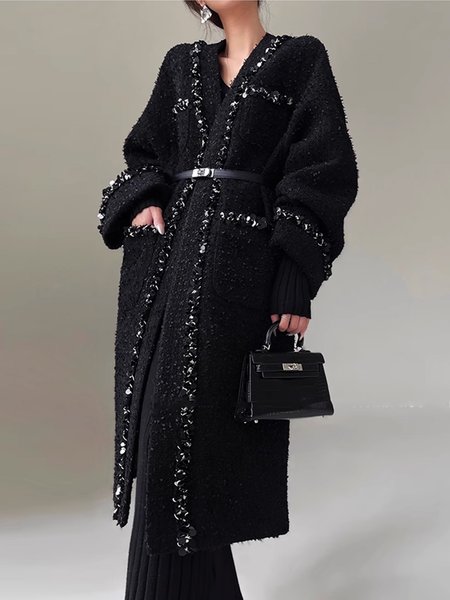 

Urban Plain Loosen Coat With No Belt, Black, Coats