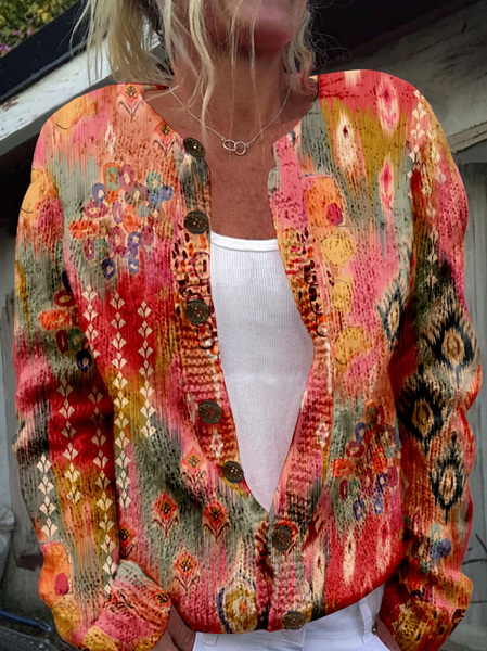 

Women's Ethnic Thicken Loose Jacket, Multicolor, Outerwear