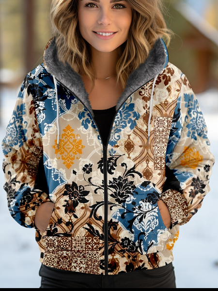 

Women's Ethnic Thicken Loose Jacket, Multicolor, Outerwear