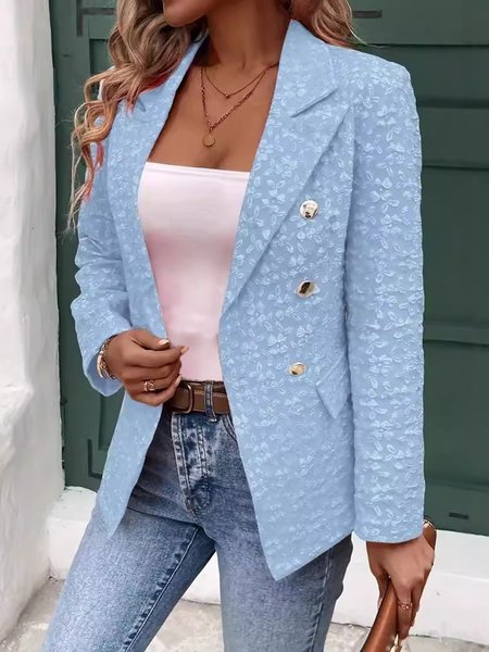 

Women's Spring/Fall Outerwear Casual Floral Long Sleeve Lapel Collar Regular Blazer, Blue, Coats
