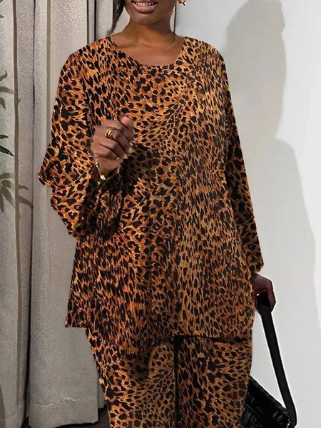 

Casual Crew Neck Loosen Leopard Blouse, Blouses and Shirts