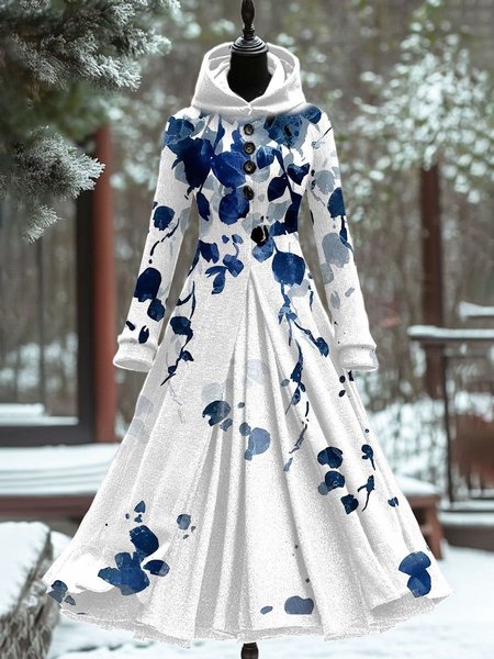 

Women Plain Hooded Long Sleeve Comfy Vintage Maxi Sweashirt Dress, Color10, Dresses