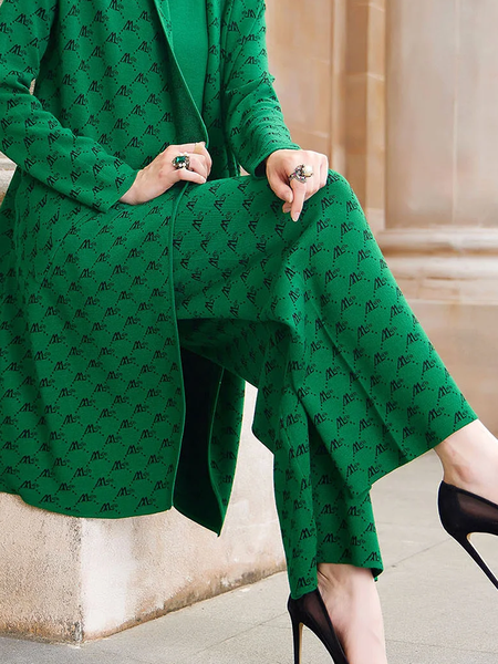 

Medium Elasticity Urban Text Letters Long Pants, Green, Pants