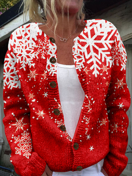 Women's Christmas Thicken Loose Jacket, Red, Outerwear