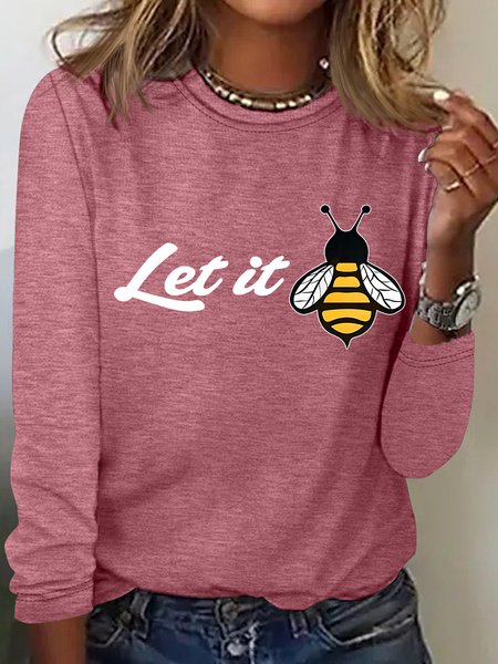 

PeachBruh Let It Bee Positive Energy Slogan Printed Casual Long Sleeve Shirt, Watermelon, Long sleeves