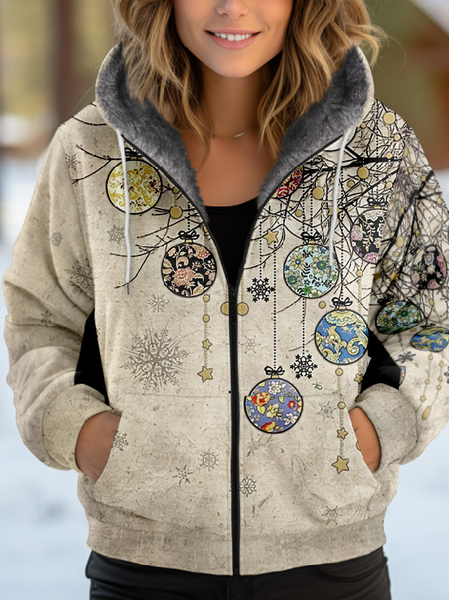 

Women's Christmas Thicken Loose Jacket, Khaki, Outerwear
