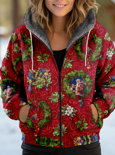 

Women's Christmas Thicken Loose Jacket, Red, Outerwear