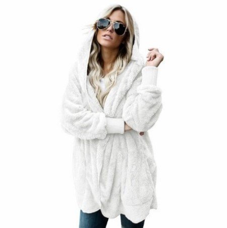 

Women's Plain Heavyweight Loose Leather & Faux Leather, White, Coats