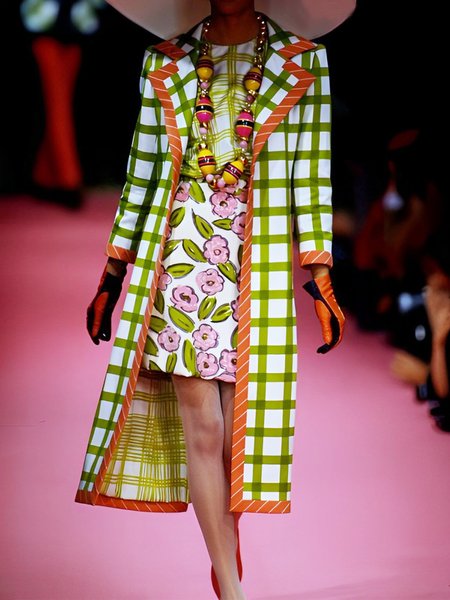 

Lapel Collar Plaid Elegant Trench Coat, Green, Coats