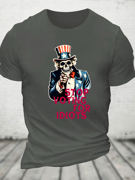 Stop Voting For Idiots Cotton T-Shirt, Deep gray, T-shirts