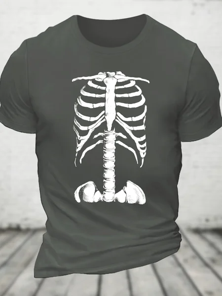 

Skeleton Rib Cage Cotton T-Shirt, Deep gray, T-shirts