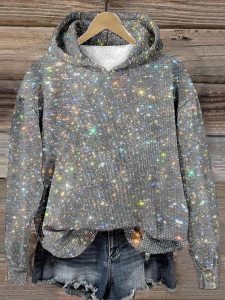 Casual Hoodie Abstract Sweatshirt, Silver, Hoodies & Sweatshirts