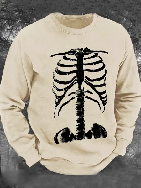 

Skeleton Rib Cage Men's Casual Sweatshirt, Khaki, Hoodies&Sweatshirts