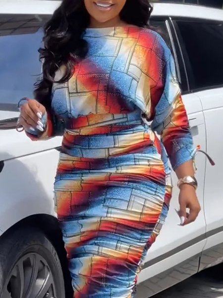 

Abstract Stripes Casual Boat Neck Blouse, As picture, Blouses and Shirts