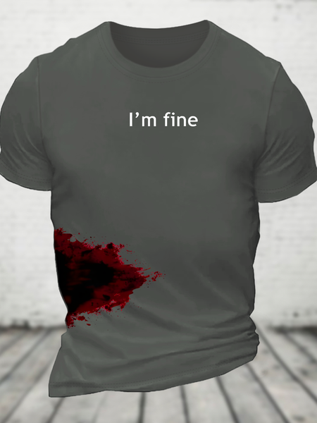 I'm Fine Cotton T-Shirt, Deep gray, T-shirts