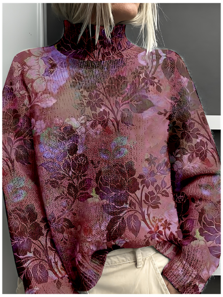 

Women's Mock Neck Floral Vintage Spring/Fall Long Sleeve Sweatshirt, Burgundy, Sweatshirts & Hoodies