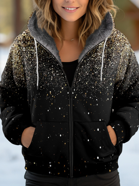 

Women's Christmas Thicken Loose Jacket, Black, Outerwear