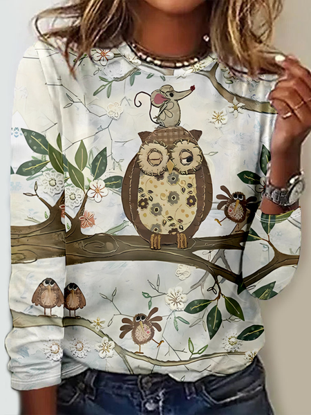 

Casual Ethnic Crew Neck Long Sleeve T-shirt, Khaki, T-shirts