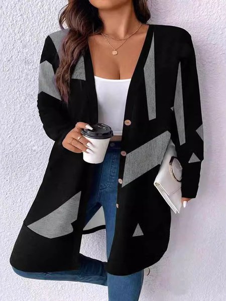 

Casual Others Loose Colorblock Jacket, Black, Outerwear