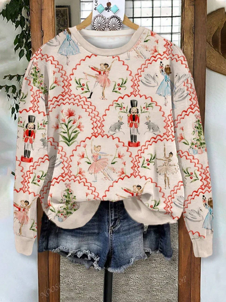 

Women's Crew Neck Floral Printing Casual Spring/Fall Long Sleeve Sweatshirt, White, Sweatshirts & Hoodies