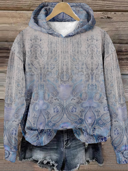 Casual Hoodie Ethnic Sweatshirt, Blue, Hoodies & Sweatshirts