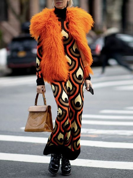 

Geometric Turtleneck Urban Sweater Dress, As picture, Maxi Dresses