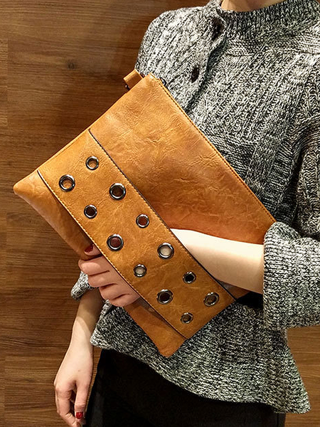 

PU Urban Clutch Bag, Brown, Bags