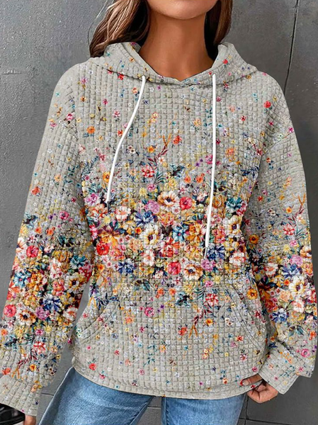 

Casual Hoodie Floral Sweatshirt Zipper, Gray, Hoodies & Sweatshirts