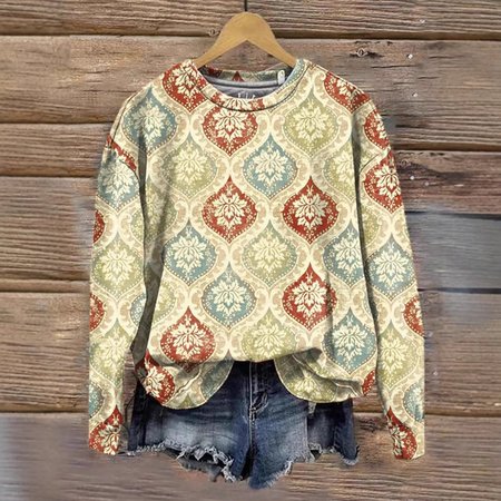 

Casual Crew Neck Floral Sweatshirt, Yellow, Hoodies & Sweatshirts