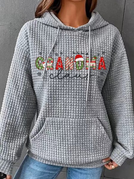 

Christmas Grandma Simple Loose Hoodie, Gray, Hoodies&Sweatshirts