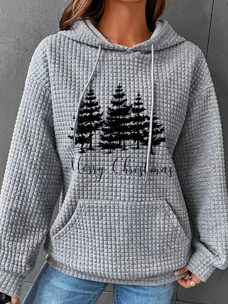 

Merry Christmas Simple Loose Hoodie, Gray, Hoodies&Sweatshirts