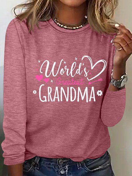 

Worlds Greatest Grandma Casual Long Sleeve Shirt, Watermelon, Long sleeves